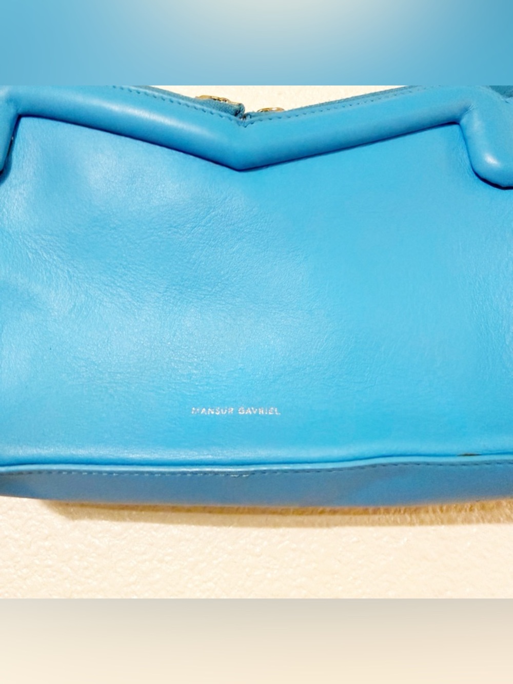 Mansur Gavriel M Frame Baguette Bag Shoulder Bright Blue Leather Purse $545 MSRP - Picture 12 of 15
